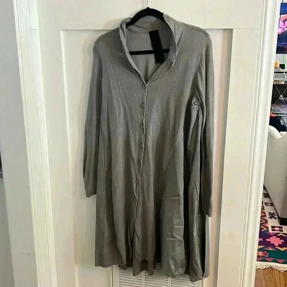 Rundholz Black Label mixed fabric button down long sleeve dress